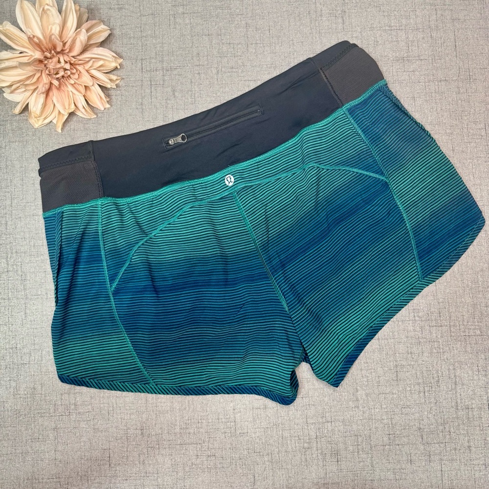 Lululemon Real Quick High Rise Athletic Shorts Simply Radiant Hunter Green Black - Picture 5 of 7